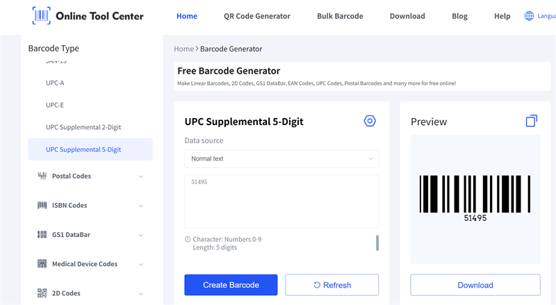 UPC補足5桁の数字を生成