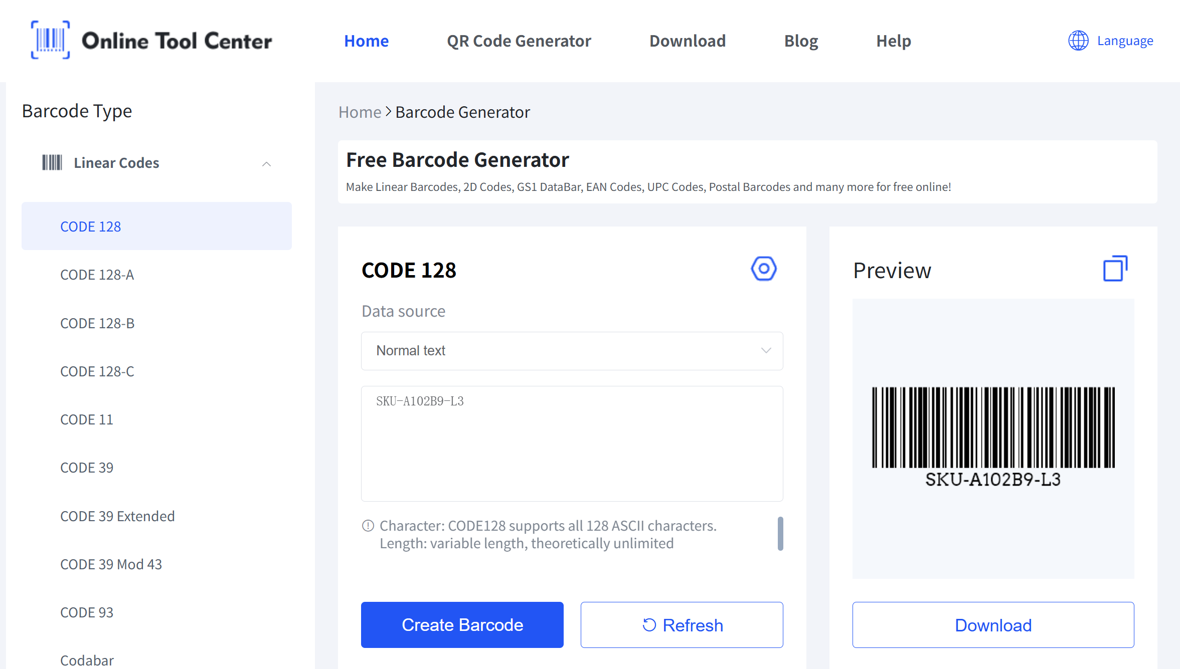 code-128 barcode generator