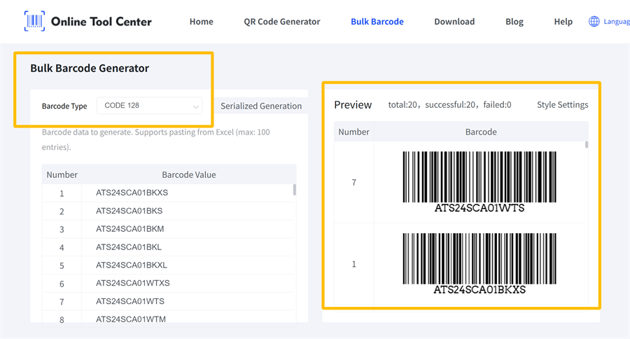 bulk barcode generator バルクバーコード発電機