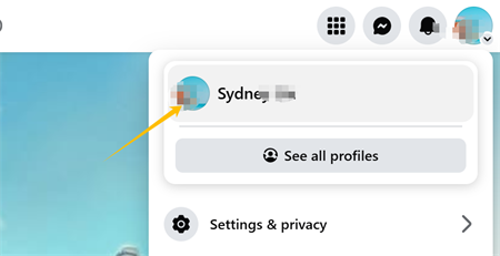 フェイスブックのプロフィール画像をクリック