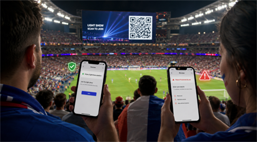 ワールドカップの試合でQRコードをスキャンする