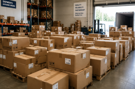 roducts packed in corrugated boxes ready for shipment 段ボール箱に梱包して出荷する製品