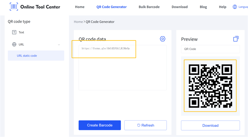 make qr code for registration form